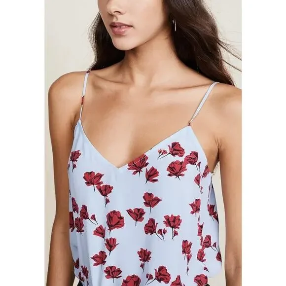 EQUIPMENT Layla Floral Print Silk Cami Tank Womens XS Blue Red Spaghetti Strap - Picture 4 of 16